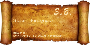 Stier Benignusz névjegykártya